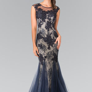 NEW NAVY COLOR EVENING PARTY Sleeveless Lace Mermaid Long Prom Dress GL2276